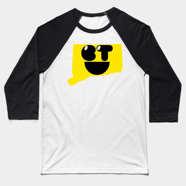 Connecticut  States of Happynes- Connecticut Smiling Face Baseball T-Shirt by pelagio